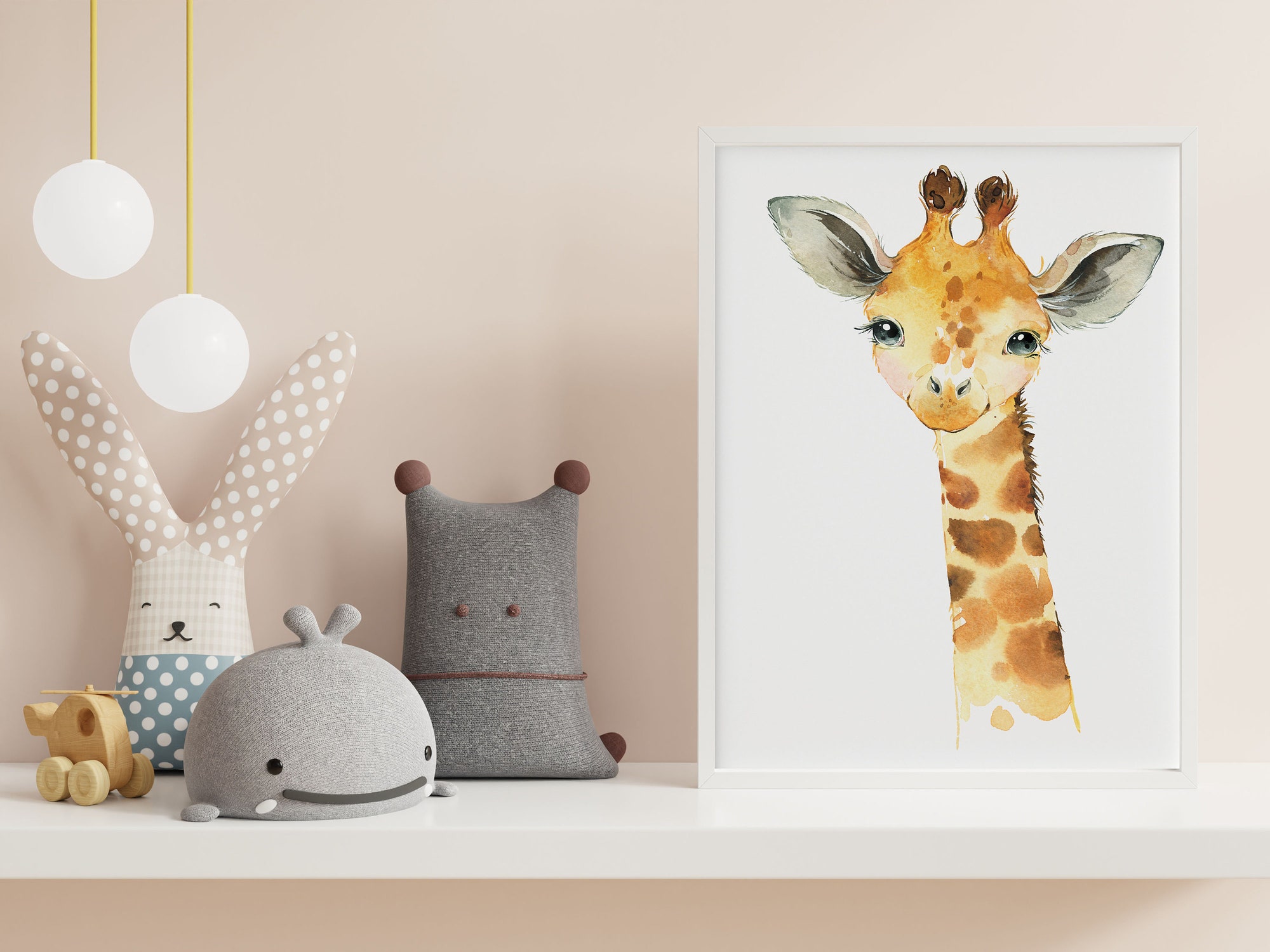 giraffe SAFARI poster, forest nursery animals poster