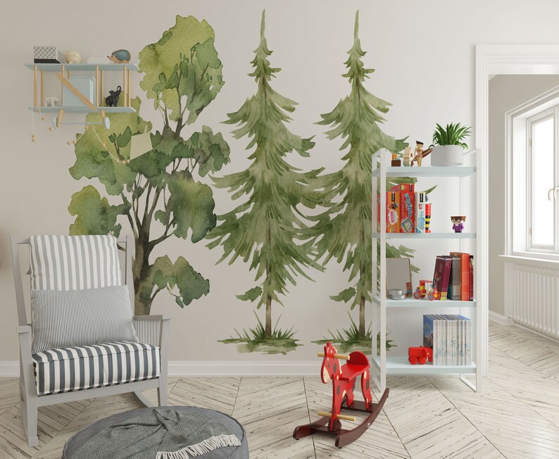 Large Trees Wall Decal Forest Wall Decal Large Forest Wall Etsy