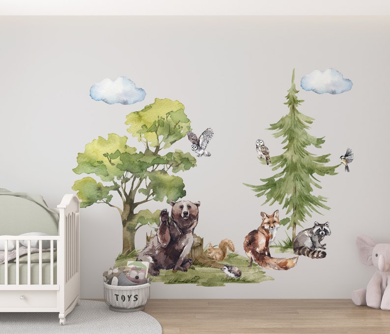 Forest Animals Wall Decal for Kids Room Woodland Wall Decal Etsy