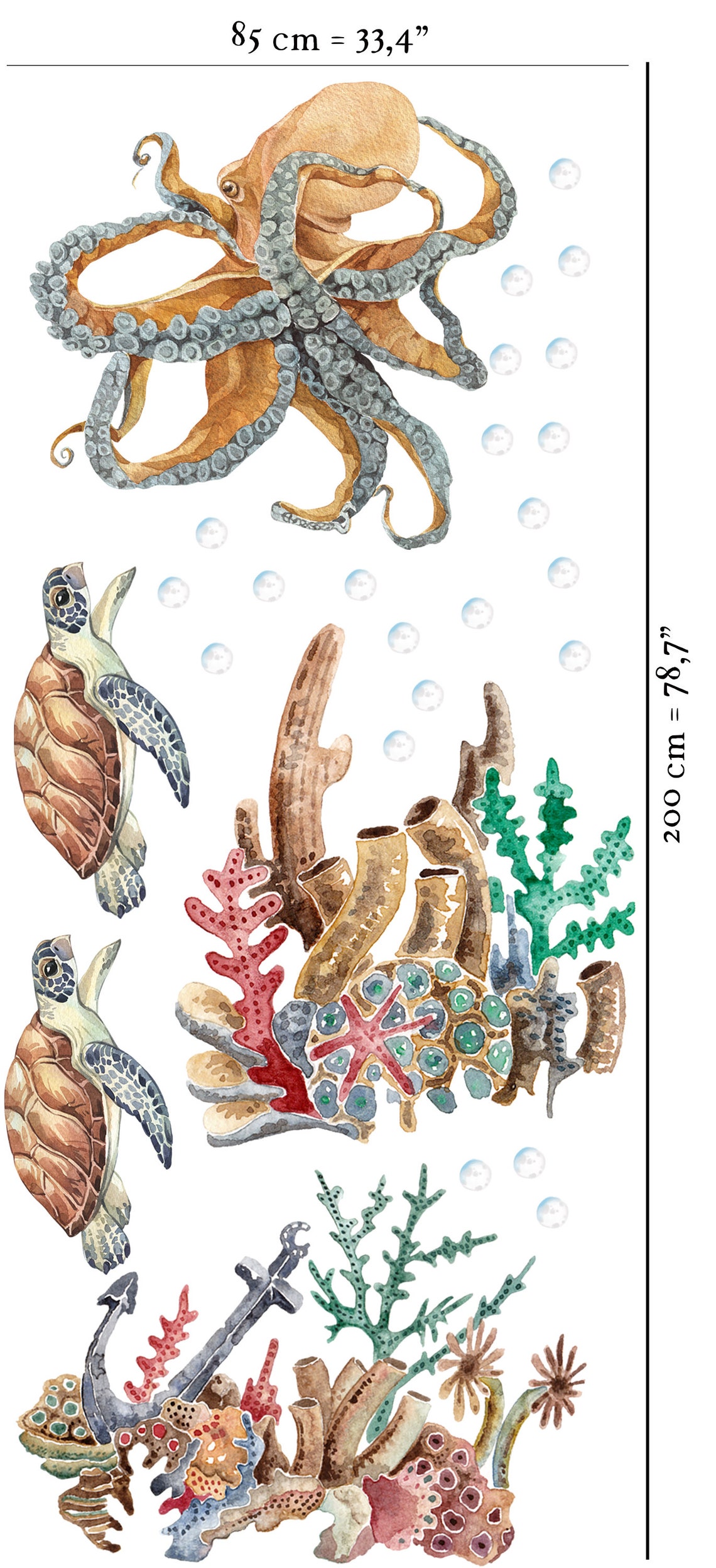 Ocean Wall Decal Under the Sea Wall Decal Sea Animals Wall Etsy