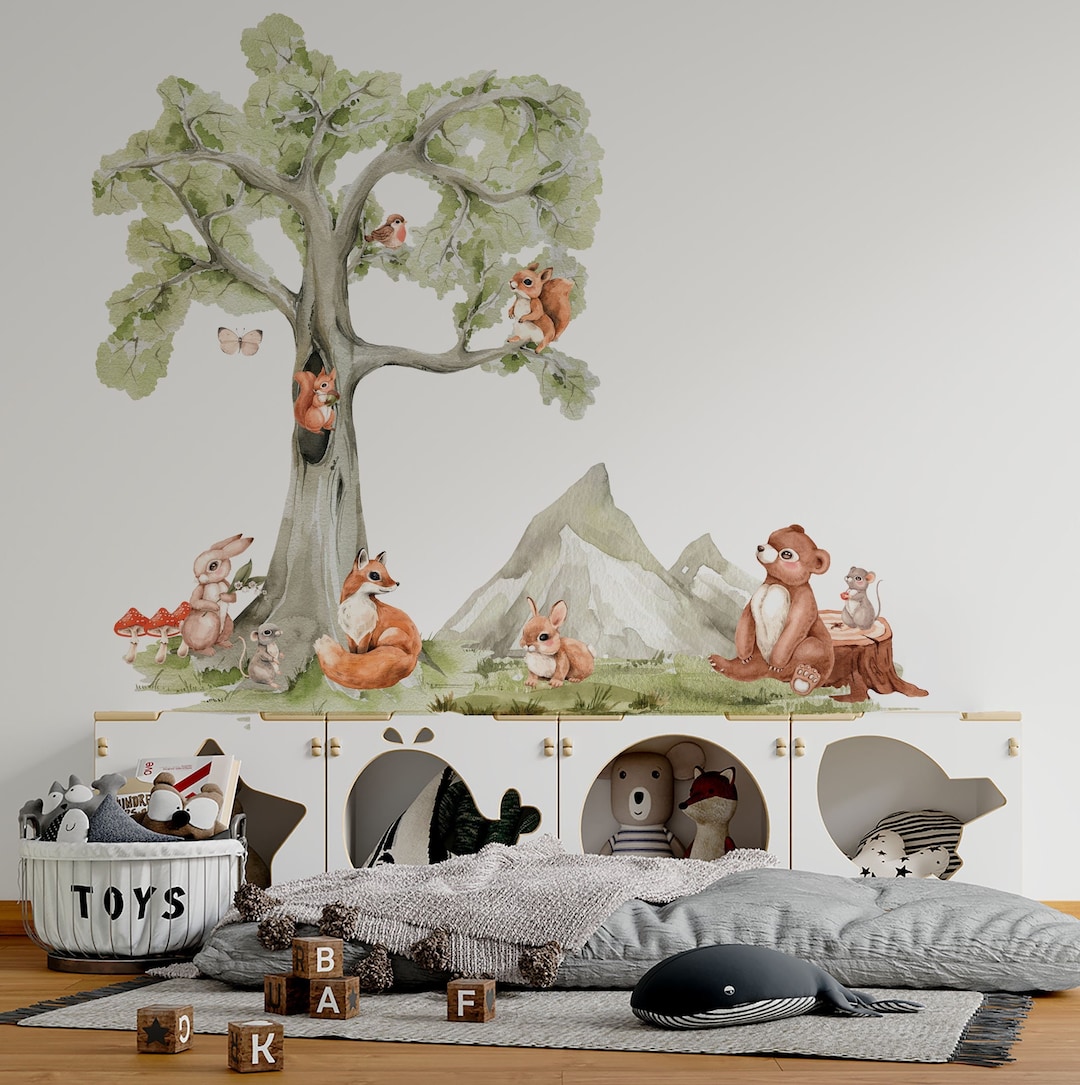 Woodland Nursery Wall Decals, Forest Wall Decals, Wall Sticker Forest
