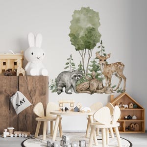 Woodland Nursery Wall Decals, Forest Animals Decal, Peel and Stick, Nursery Wall Decor, Tree Decals,