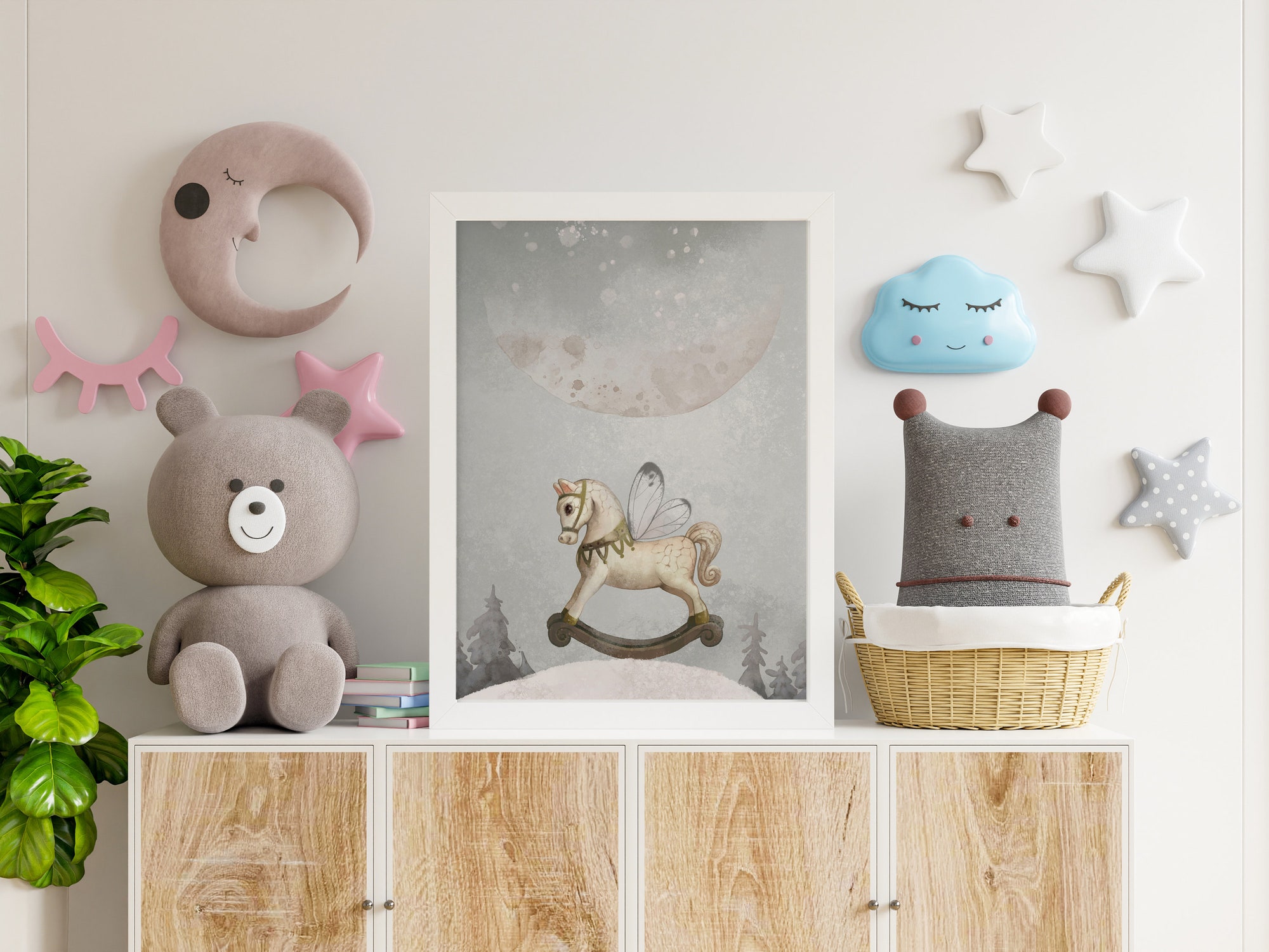 Unicorn wall decor Nursery decor poster, forest nursery animals poster