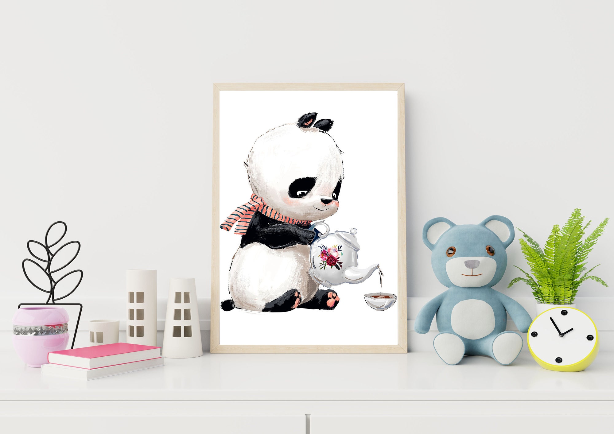 Panda Bear SAFARI poster, forest nursery animals poster