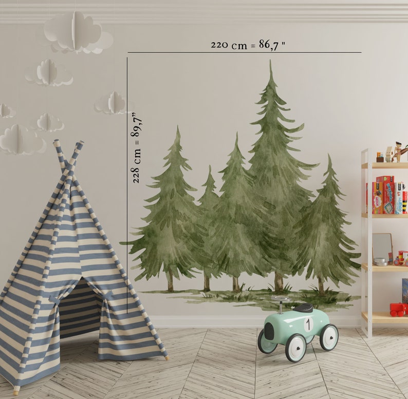 Large trees wall decal, forest wall decal, tree decal, large forest wall decal, kids wall decal trees 228 cm H