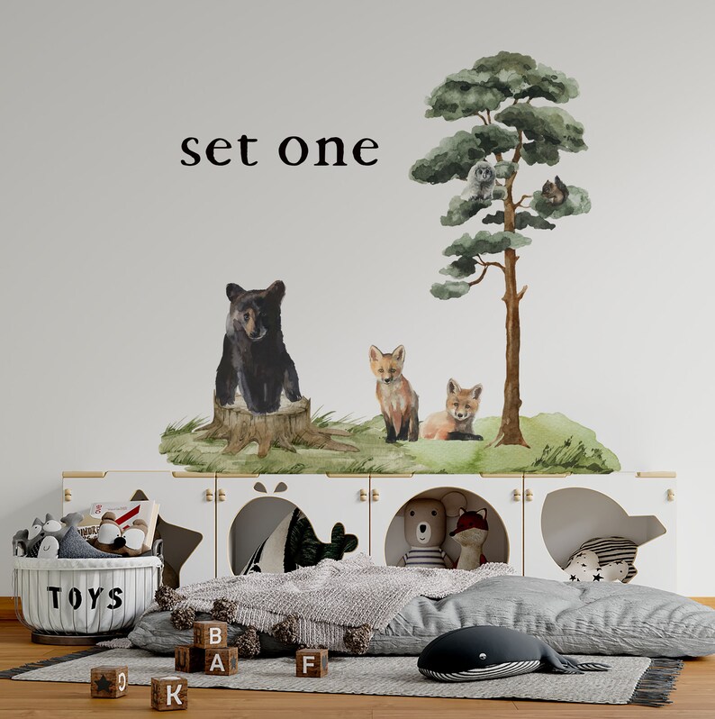 Forest Wall Decals Woodland Wall Decals Forest Decal Fox Etsy
