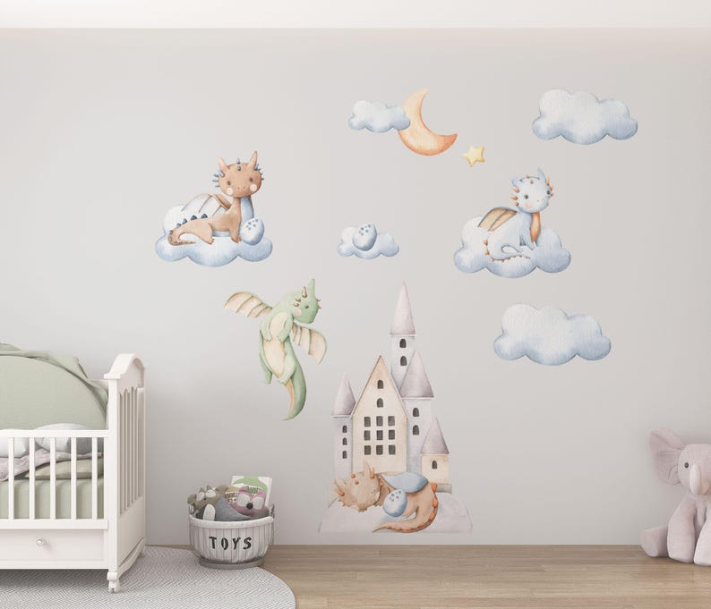 Dragon Wall Decal, Nursery Wall Decal, Dragon Decals, Kids Room Decal ...