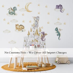 dragon nursery decals, dragon wall decal, Baby Room Wall,  dragon nursery, cute dragon decal, wall decal kids, Kids Wall Stickers