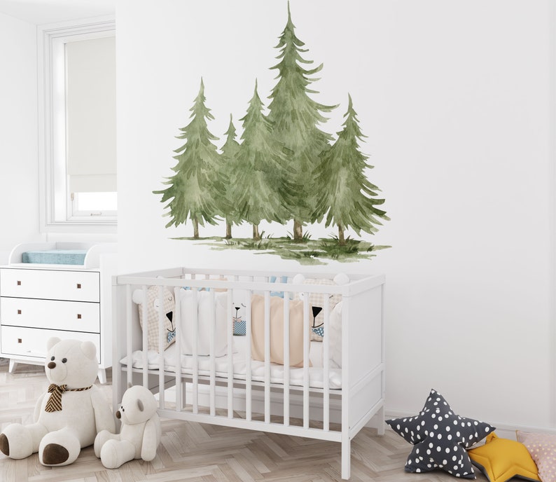 Large trees wall decal, forest wall decal, tree decal, large forest wall decal, kids wall decal image 5