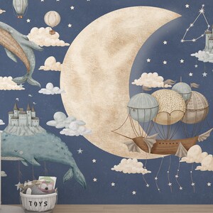 Moon and Stars Nursery Wall Mural Night Sky Constellations Wallpaper ...