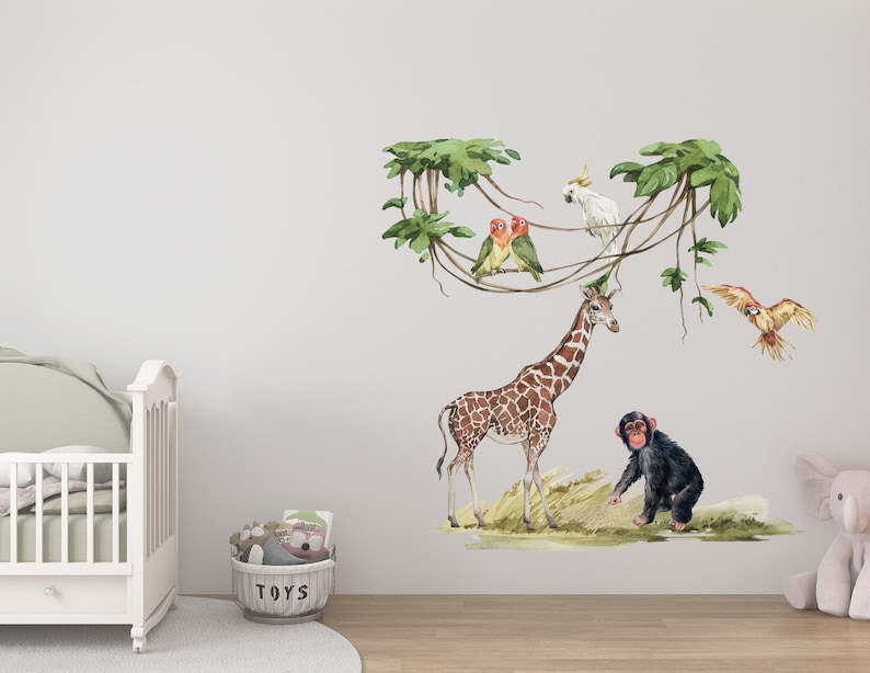 safari nursery decor, safari wall stickers, safari wall decal, safari decal, jungle wall stickers, wall decal kids, giraffe wall decal image 8