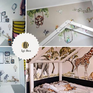 calcomanías de la selva para guardería, pegatinas de la selva, calcomanías de pared para guardería, calcomanías para habitación infantil, calcomanía de mariposa, calcomanía de pájaros tropicales, imagen 6