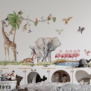 safari nursery decor, Safari Wall Decal Big Set, savanna Wall decal for kids, safari nursery decor, giraffe wall decal, zebra stickers, image 9
