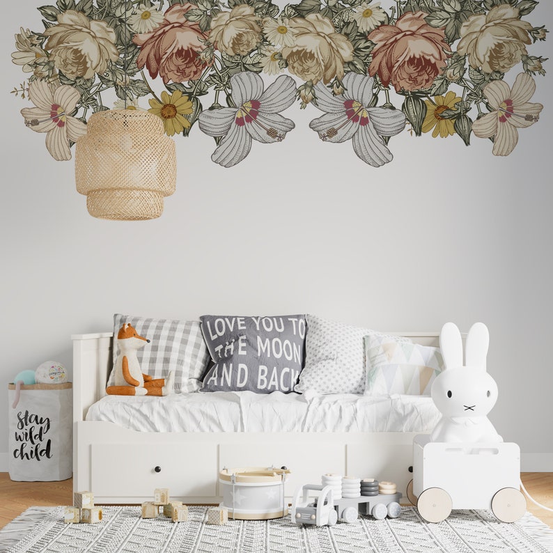 Flower Wall Decal Floral Wall Decal Flower Wall Decals Etsy