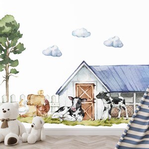 Country living with animals wall decal. Nursery animal wall decal amazing gift idea for kids room. Great addition to kids wall decal room.