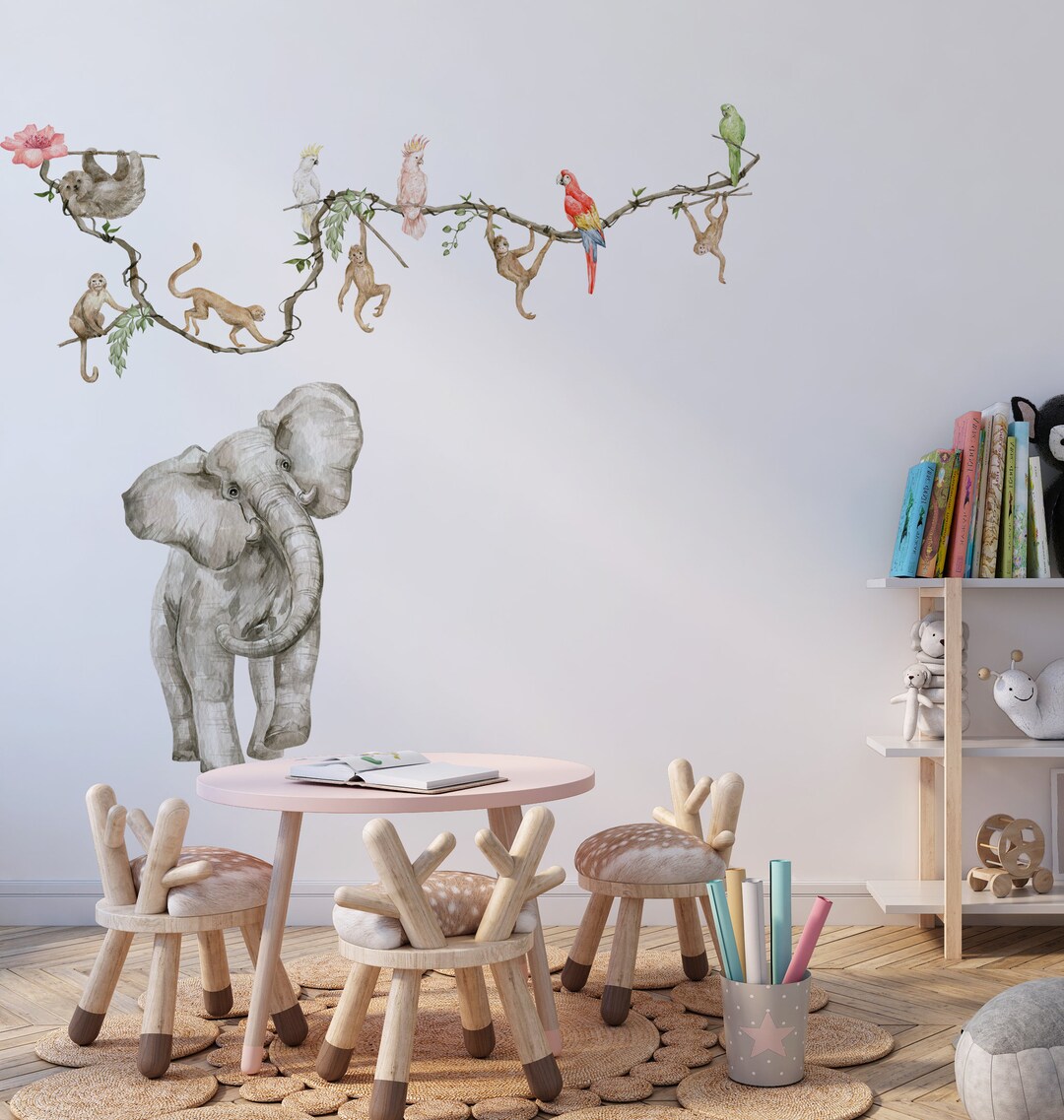 Safari Nursery Decor, Elephant Wall Decals, Elephant Decor, Safari Wall ...
