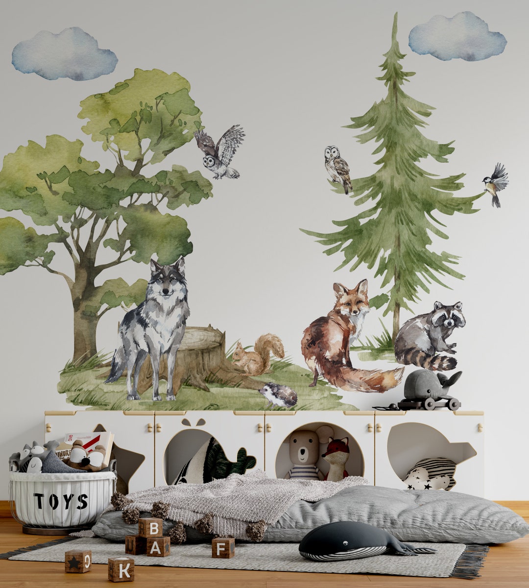 Forest Animals Wall Decal for Kids Room Woodland Wall Decal Etsy
