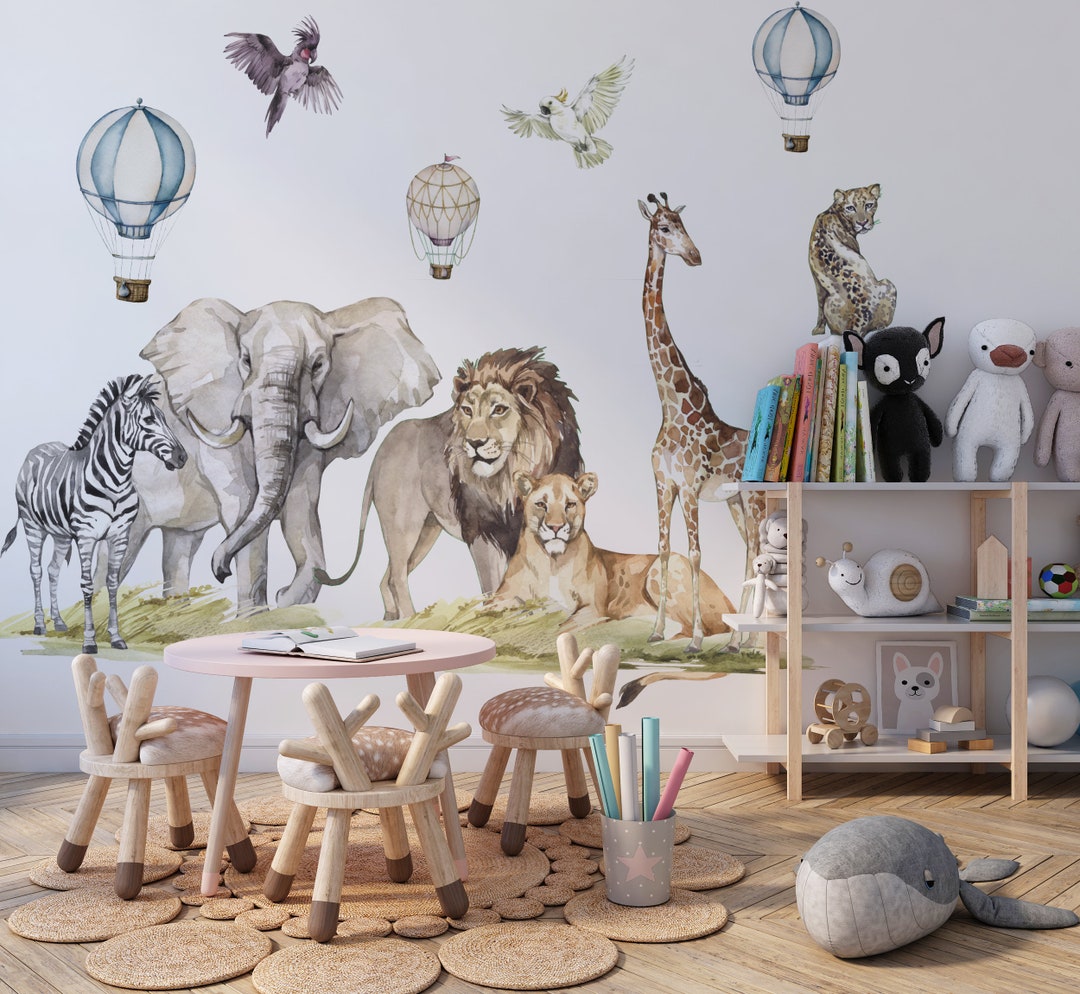 Safari Wall Decal Safari Wall Stickers Peel and Stick Safari Nursery ...
