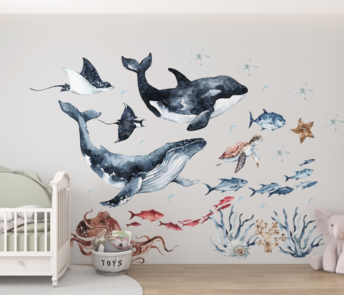 Ocean Animals Wall Decal for Kids and Nursery Sea Animals Etsy