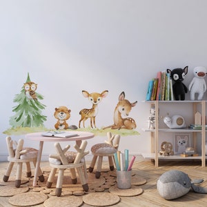 woodland nursery wall decals, forest nursery decal, animals wall decals, cute forest animals, forest wall decals, nursery decal,