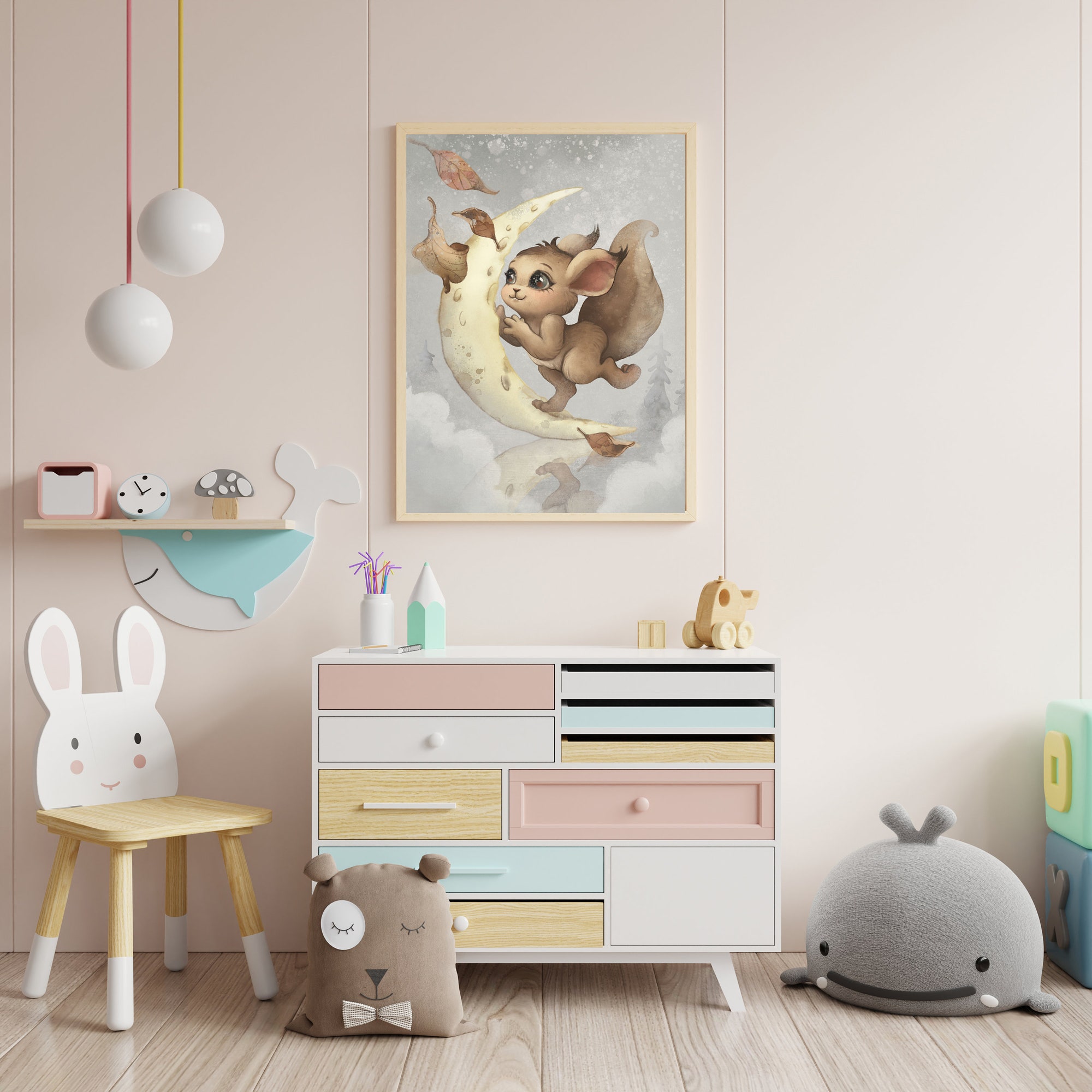 Bunny Rabbit Nursery decor poster, Rabbit poster