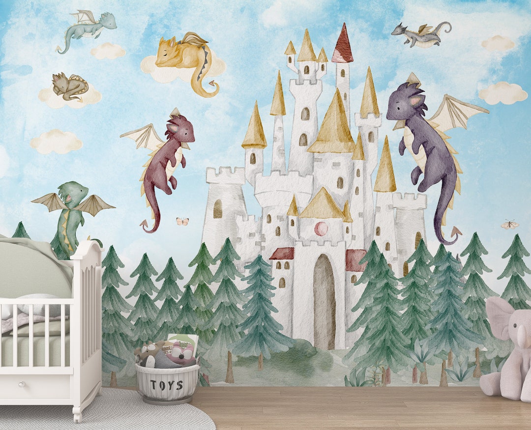 Dragon Wallpaper for Children Room Dragon Wall Mural Wall Fairytale ...