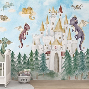 Drago Carta da parati per la cameretta dei bambini Drago Carta da parati murale Carta da parati per bambini con fiabe