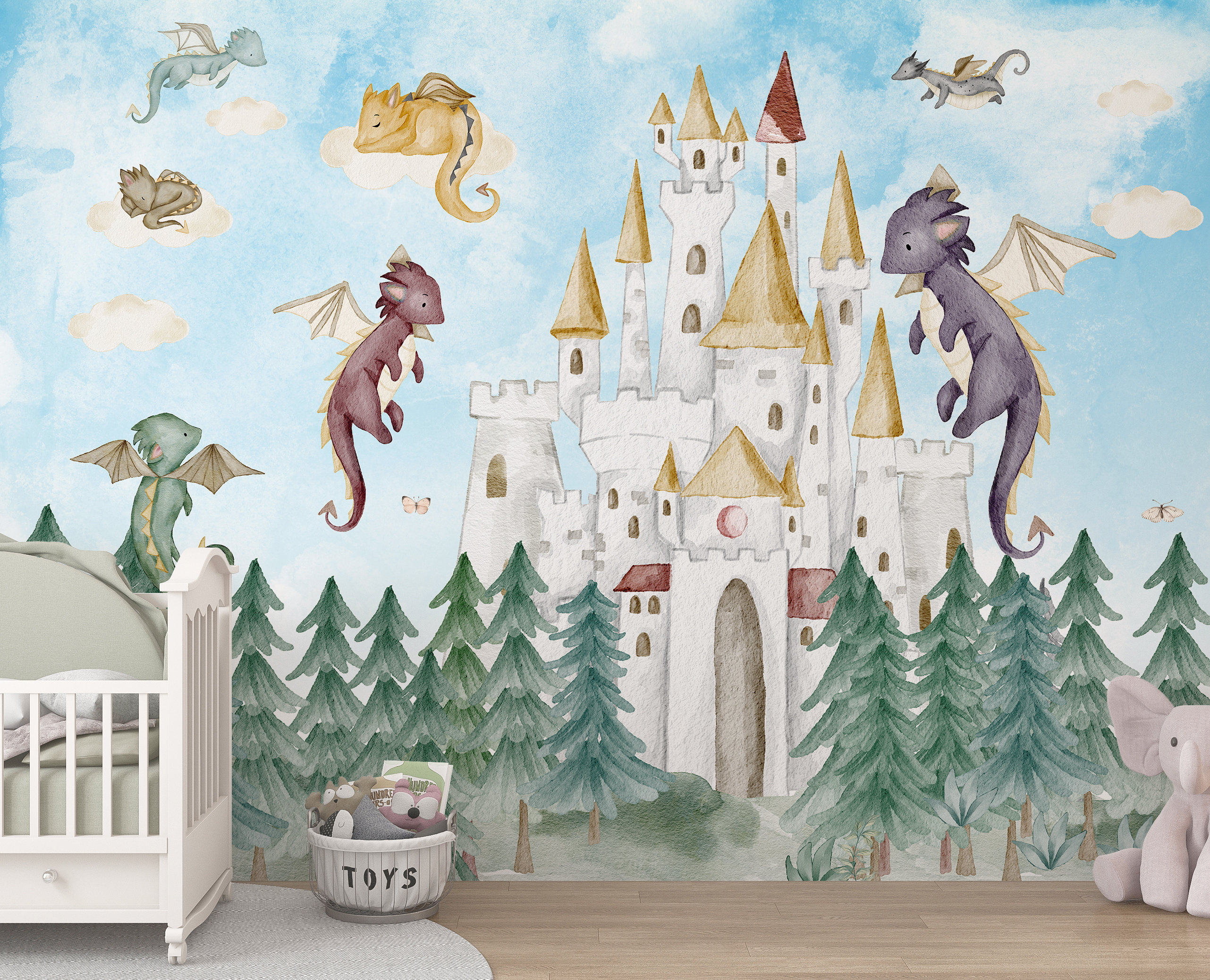 Western Dragon Wall Mural, Fantasy Dragon 3D Wallpaper Mural, Magical Mythology Theme Wall Murals Wallpaper For Boys And Girls Bedroom - 98.4" W X 68.9" H