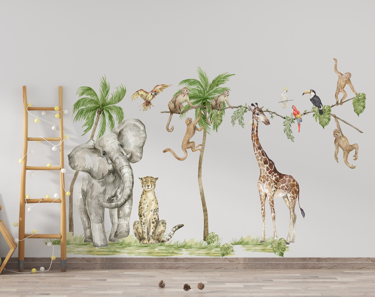 Safari Nursery Decor, Safari Wall Decal Big Set, Savanna Wall Decal for ...