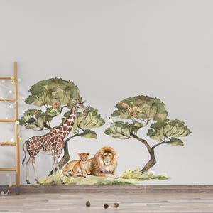 Safari Wall Decal Big Set, savanna Wall decal for kids, safari nursery decor, giraffe wall decal, zebra stickers, tiger sticker lion sticker set one + set two