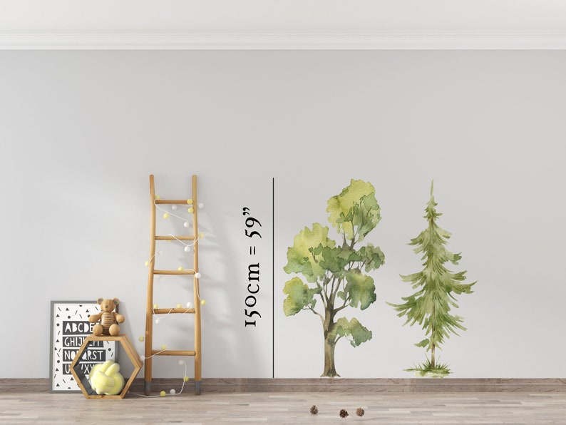 Large trees wall decal, forest wall decal, large forest wall decal, kids wall decal, tree wall stickers, trees wall decals, nursery decals 2 trees 150 cm H