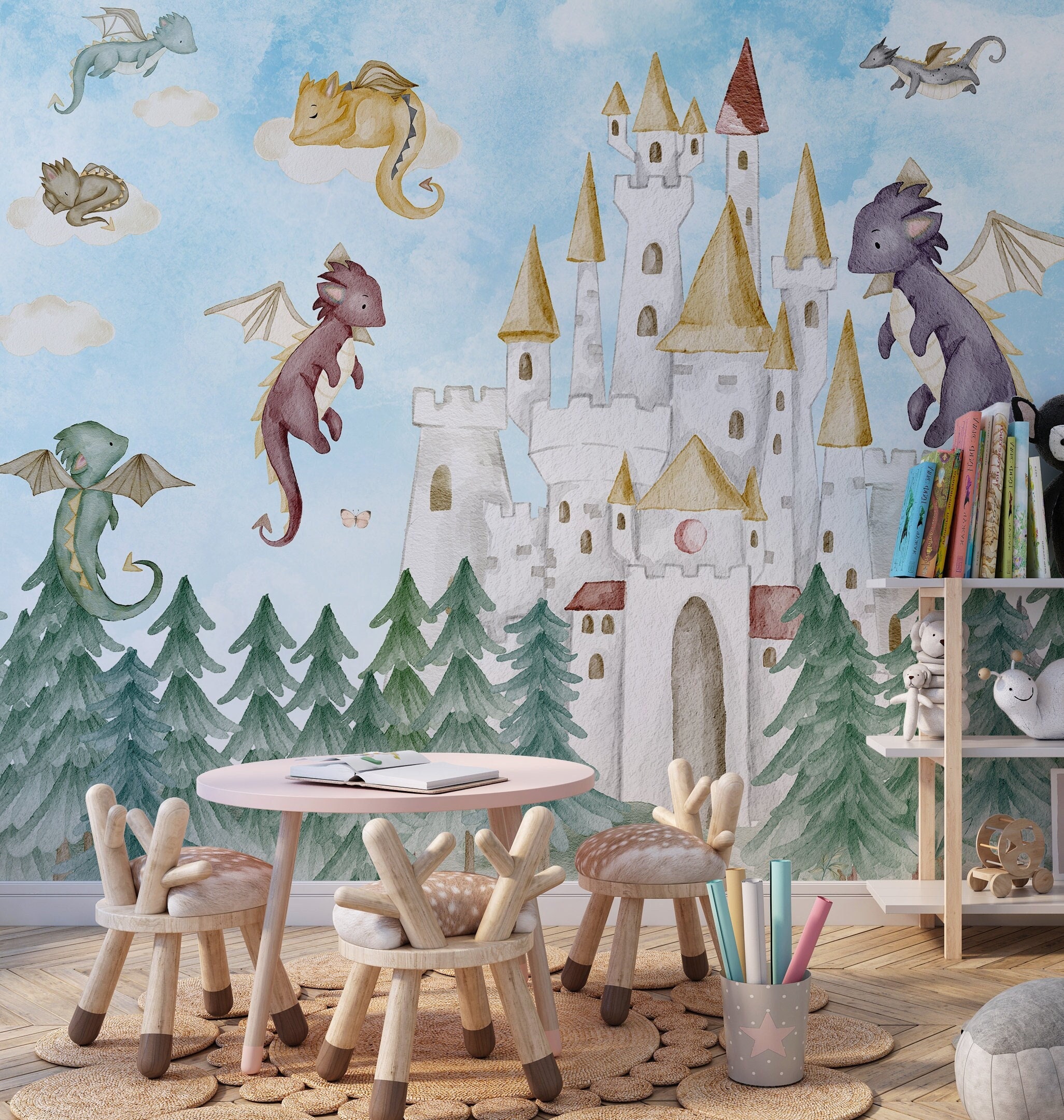 Dragon Wallpaper for Children Room Dragon Wall Mural Wall Fairytale ...