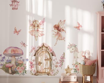 fairy wall decals, fairy stickers, girls room decor, fairy decor, girls room wall decals, nursery wall decor,