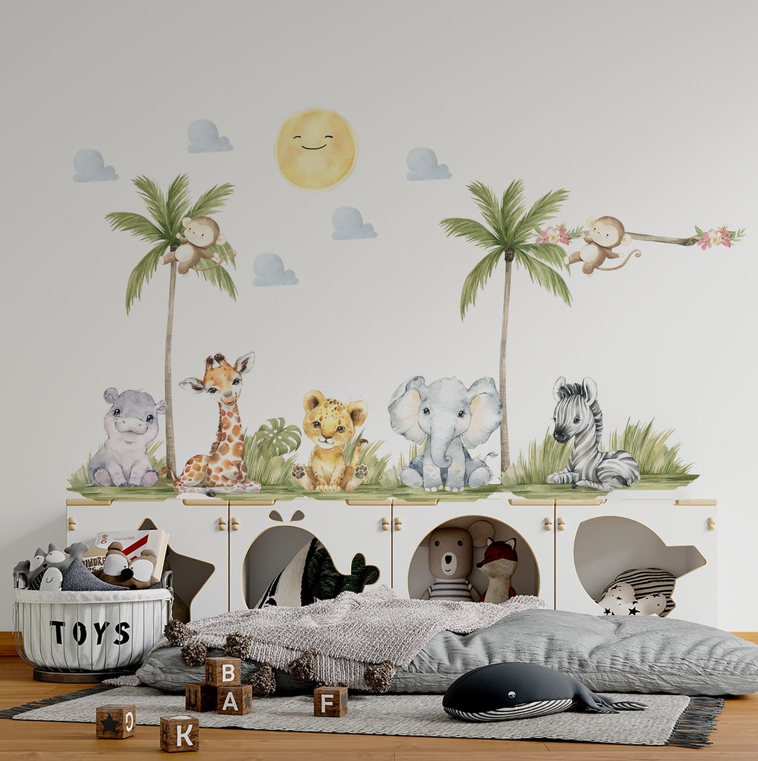 Safari Nursery Decor, Safari Wall Decal, Nursery Wall Decals, Peel and ...