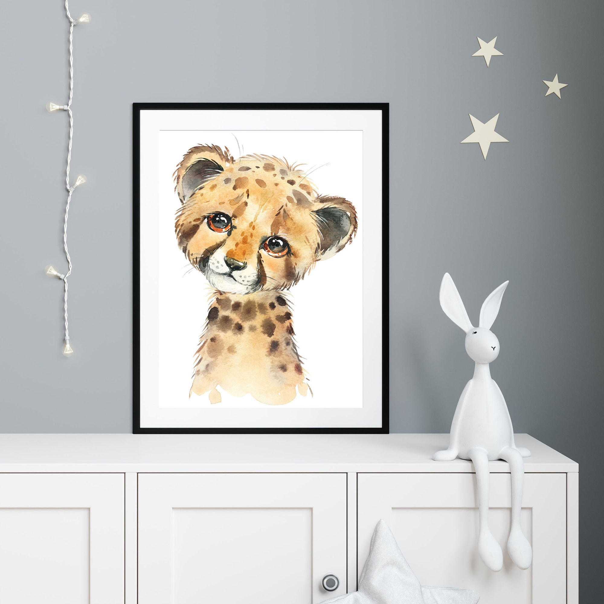 cheetah SAFARI poster, forest nursery animals poster