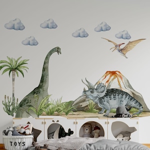 dinosaur wall stickers, jurassic in boy room, dinosaur stickers, dinosaur world, kids wall sticker, boy room decal