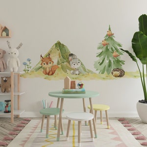 forest wall decal, woodland wall decal, woodland wall stickers, woodland nursery decor, tree wall decal,