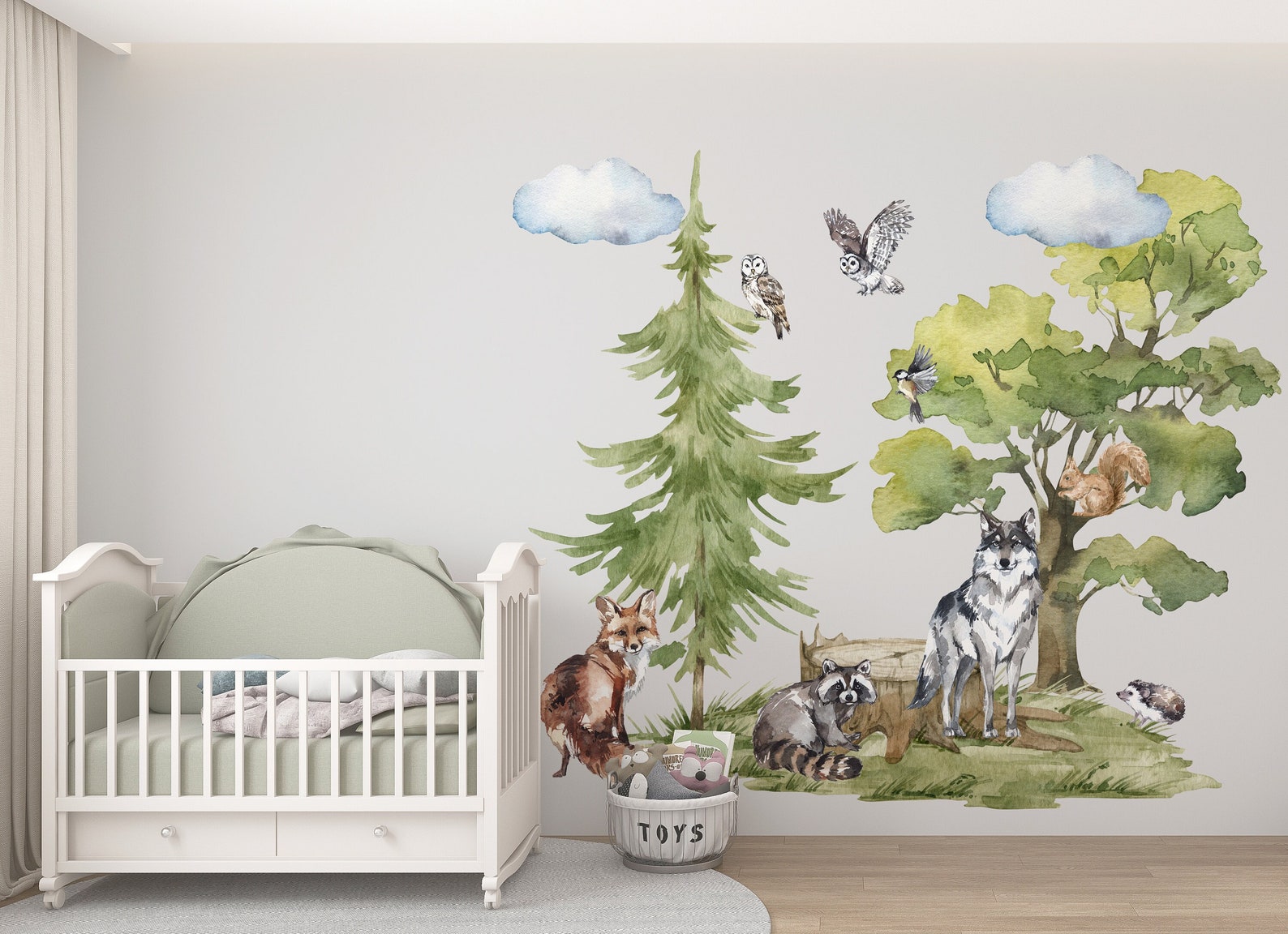Forest Animals Wall Decal for Kids Room, Woodland Wall Decal, Wolf Wall ...