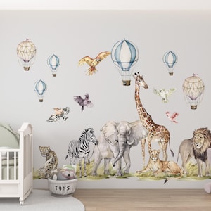 safari wall stickers, safari wall decal, jungle wall decal, safari nursery decor, giraffe wall decal, zebra stickers,