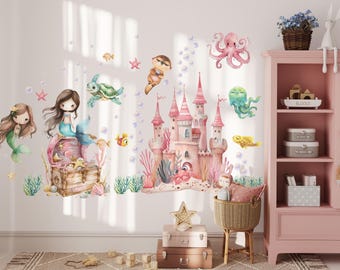 mermaid wall decal, nursery wall decals, Mermaid wall stickers, Mermaid decals for girls' room