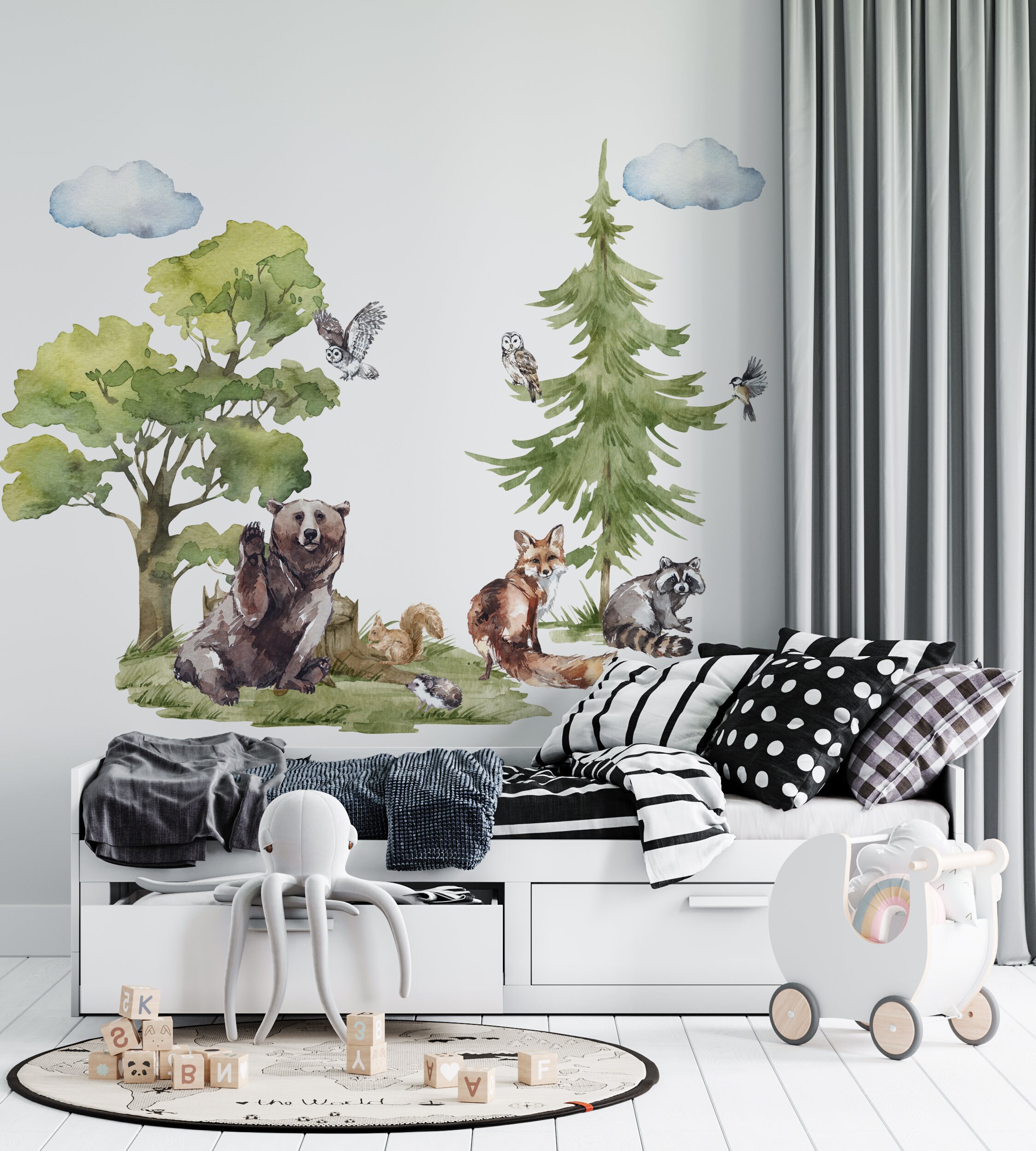 Forest Animals Wall Decal for Kids Room Woodland Wall Decal - Etsy