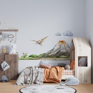 pegatinas de dinosaurios volcánicos, calcomanía de pared de dinosaurios, calcomanía de dinosaurios, temática de dinosaurios, calcomanía de pared de dinosaurios, pegatina de brontosaurio, Jurásico