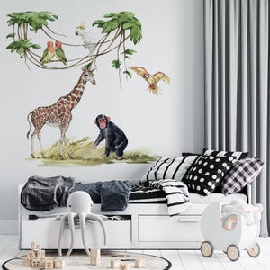 safari nursery decor, safari wall stickers, safari wall decal, safari decal, jungle wall stickers, wall decal kids, giraffe wall decal image 9