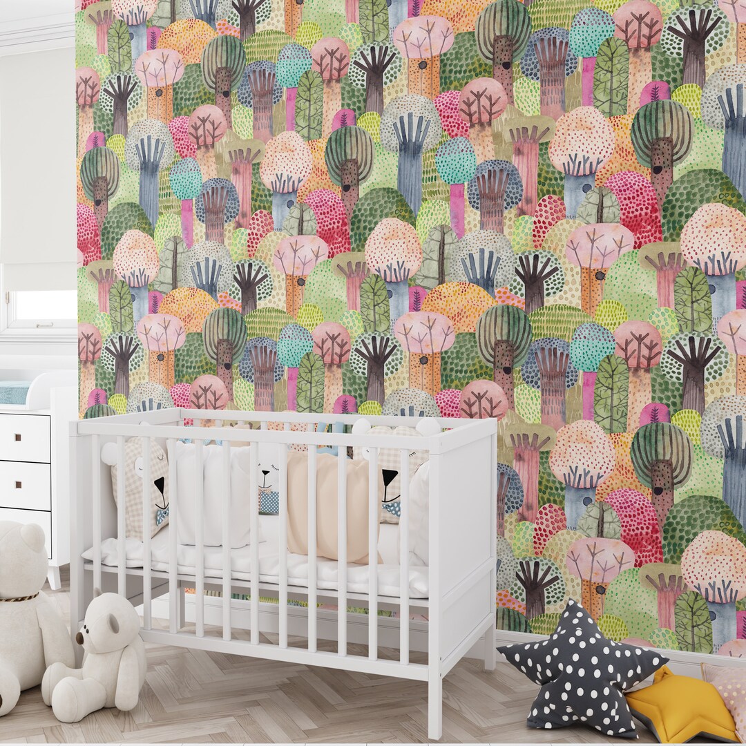 Forest Wallpaper, Trees Wallpaper, Woodland Wallpaper, Nursery ...