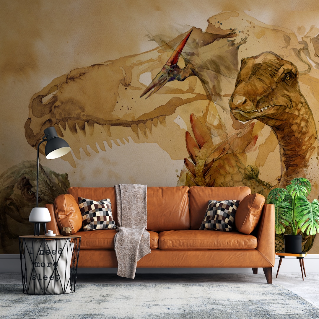 Dinosaur Wallpaper Peel and Stick, Dinosaur Wall Mural, Dinosaur Peel