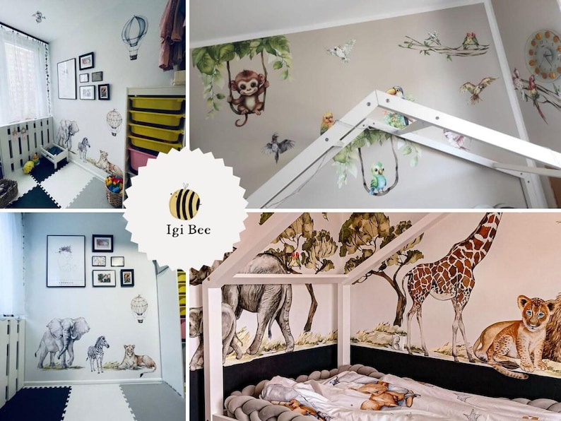 safari nursery decor, Safari Wall Decal Big Set, savanna Wall decal for kids, safari nursery decor, giraffe wall decal, zebra stickers, image 10