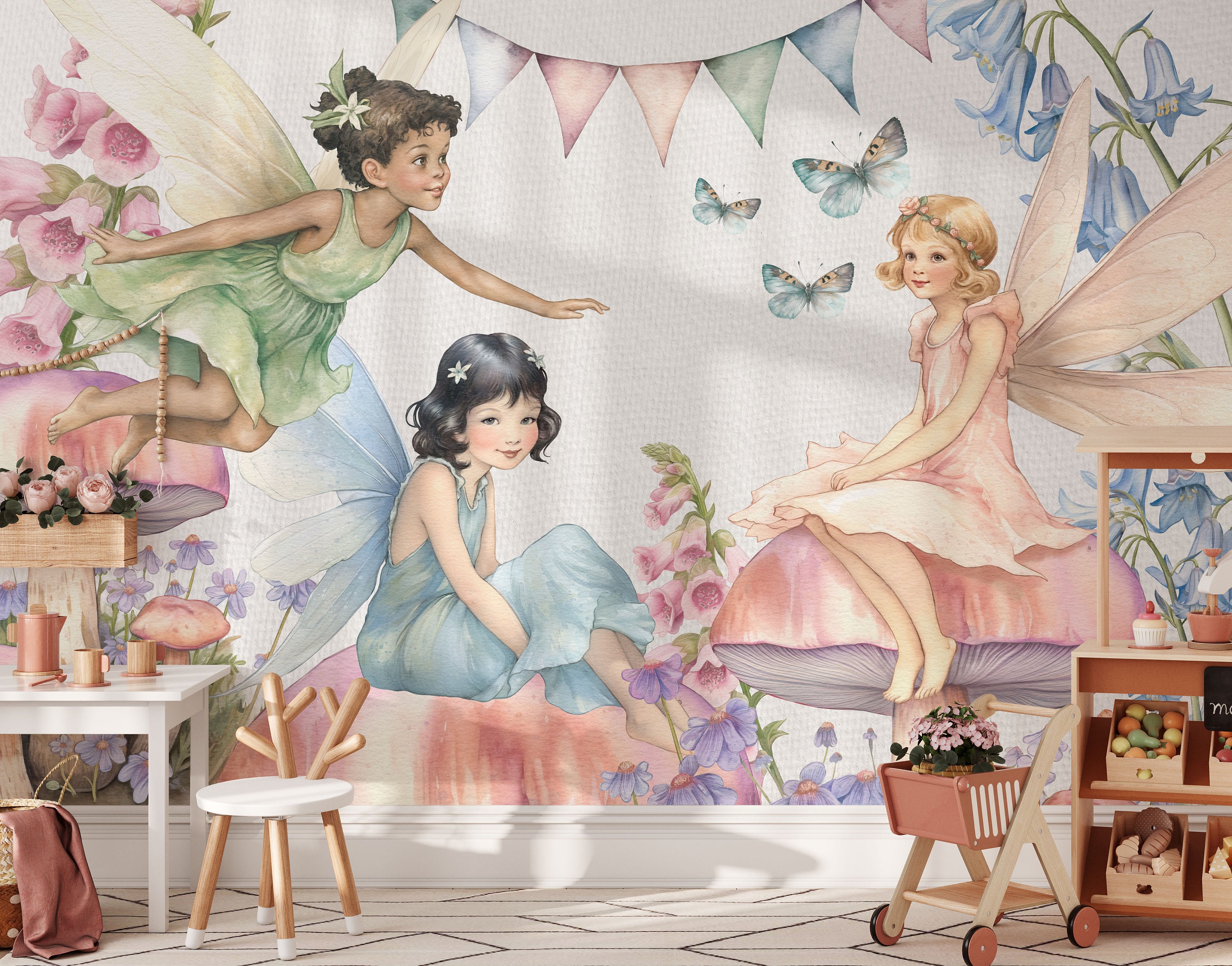 Fairy Wallpaper, Fairy Wall Decor, Nursery Wallpaper, Nursery Wall ...