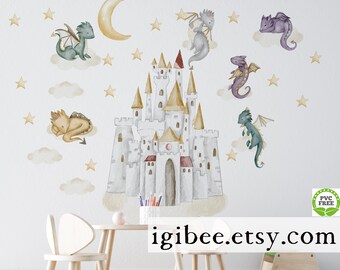 dragon nursery decals, Baby Room Wall,  dragon nursery, cute dragon decal, wall decal kids, Kids Wall Stickers