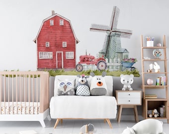 Farm Nursery Wall Decals, nursery wall decals, Animal Farm Wall Decor, Cute Farm Animals Nursery Decals