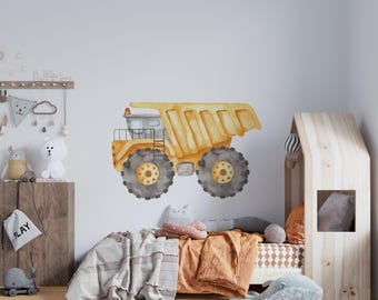 Excavator Wall Decal, Nursery Construction Truck, PVC-Free
